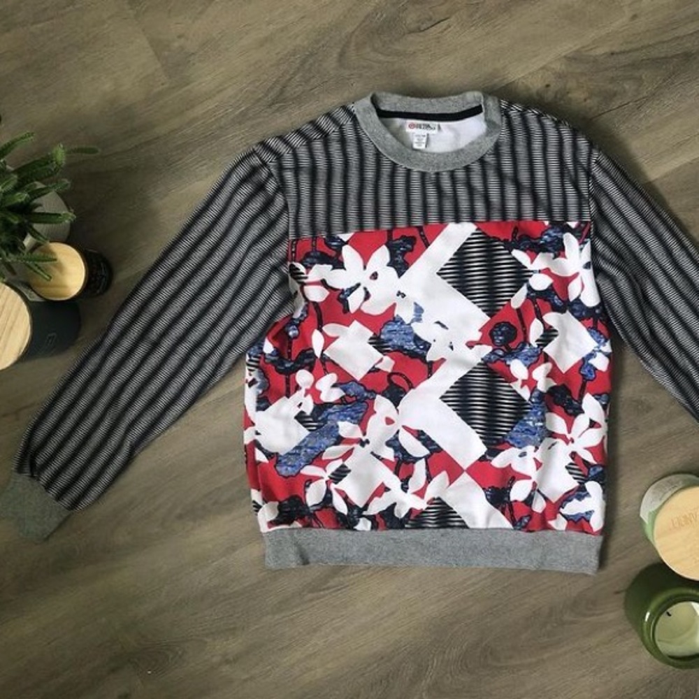 peter pilotto | patterned cotton blend crew neck sweater | size xs